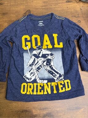 ⭐️5 for $20⭐️ Carter's Navy 'Goal Oriented' Hockey Goalie Graphic LS Tee